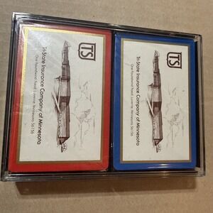 Vintage Tri-State Insurance Co Playing Cards 2 Deck Set Box Luverne Minnesota